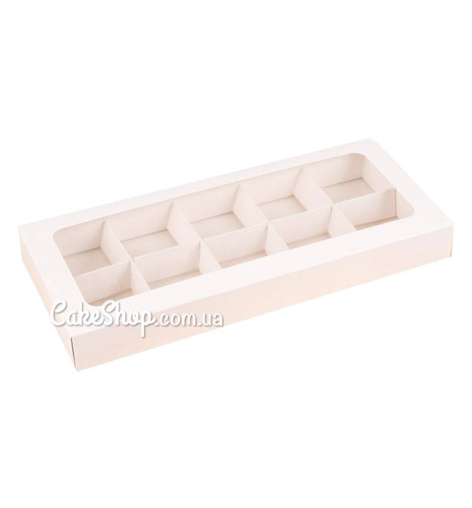 Коробка для 10 моті, макаронс, цукерок Біла, 31х13,7х3,5 см - фото