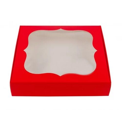 Коробка для пряников с фигурным окном Красная, 15х15х3см - фото