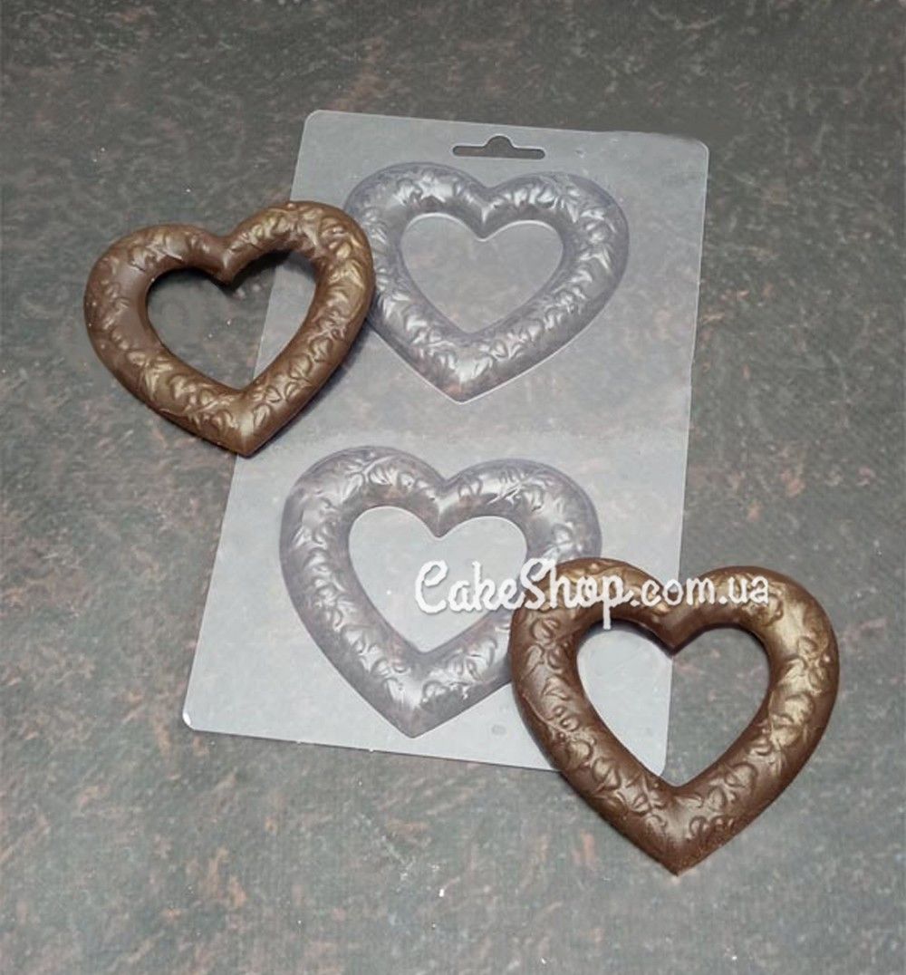⋗ Пластикова форма для шоколаду 3D Серце купити в Україні ➛ CakeShop.com.ua, фото