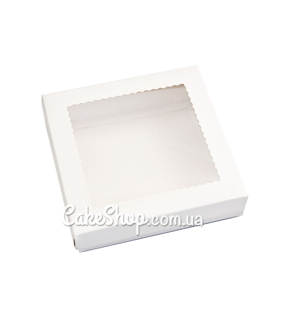 Коробка для пряників з ажурним вікном Біла, 15х15х3 см - фото