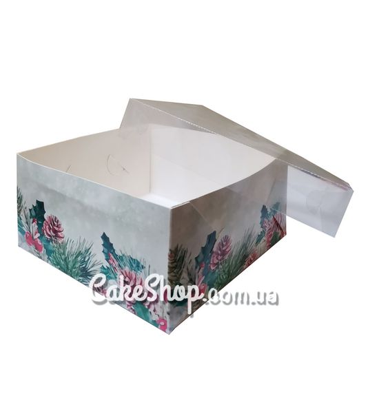 ⋗ Коробка для десертов с прозрачной крышкой Елки, 16х16х8 см купить в Украине ➛ CakeShop.com.ua, фото