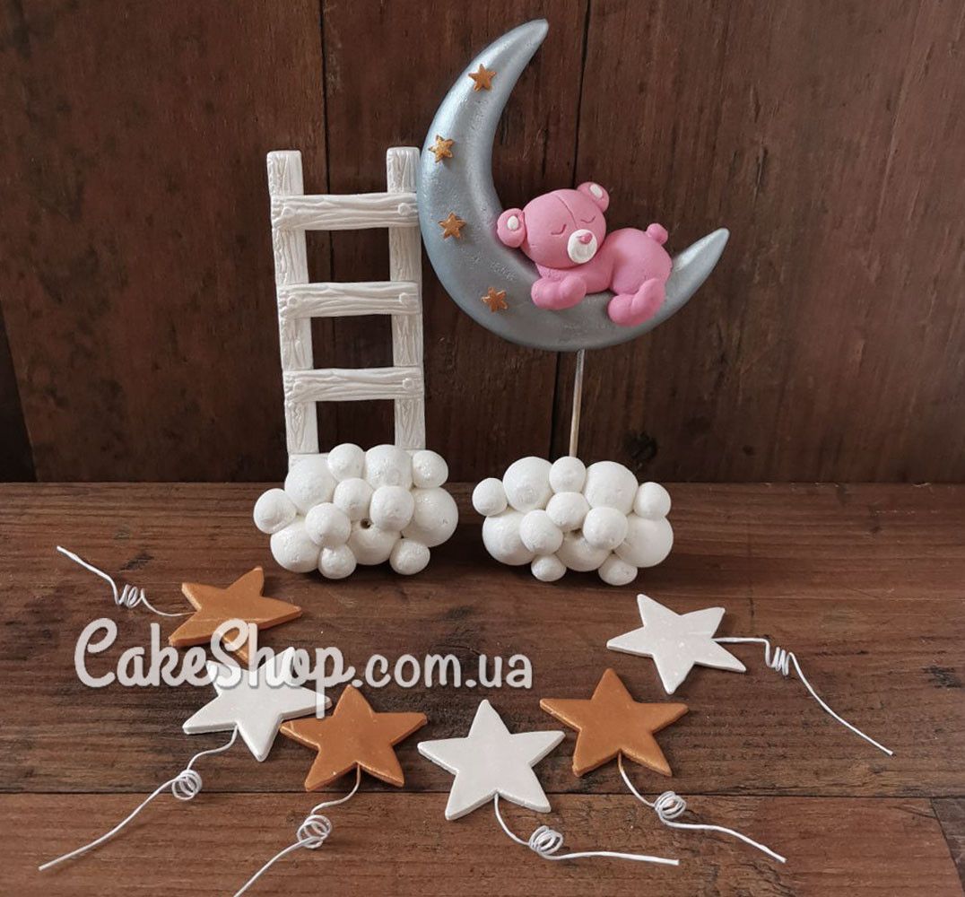 ⋗ Сахарные фигурки Мишка на луне розовый ТМ Ириска купить в Украине ➛ CakeShop.com.ua, фото