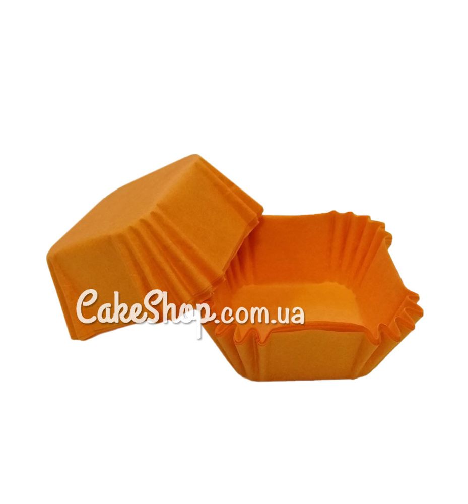 Бумажные формы для конфет и десертов 4х4 см, оранжевые 50 шт. - фото