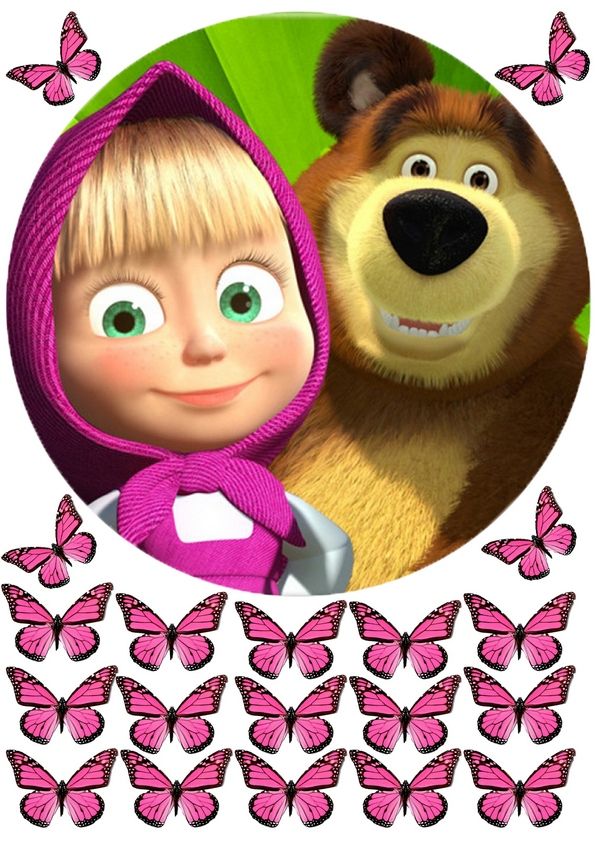 ⋗ Вафельная картинка Маша и Медведь 14 купить в Украине ➛ CakeShop.com.ua, фото