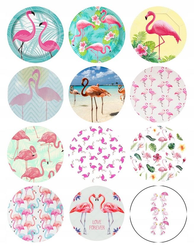 Вафельная картинка для капкейков Фламинго - фото