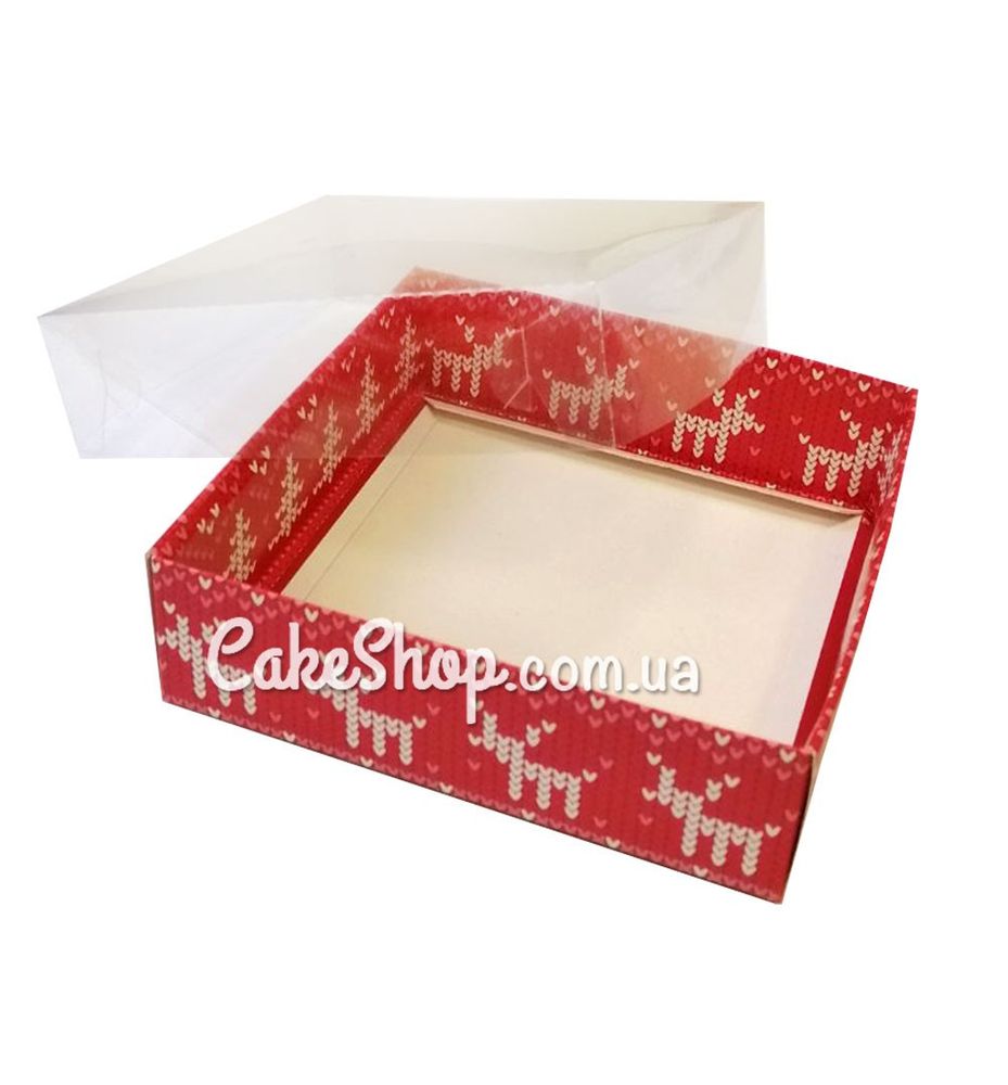 Коробка для пряников с прозрачной крышкой Свитерок, 16х16х3,5 см - фото