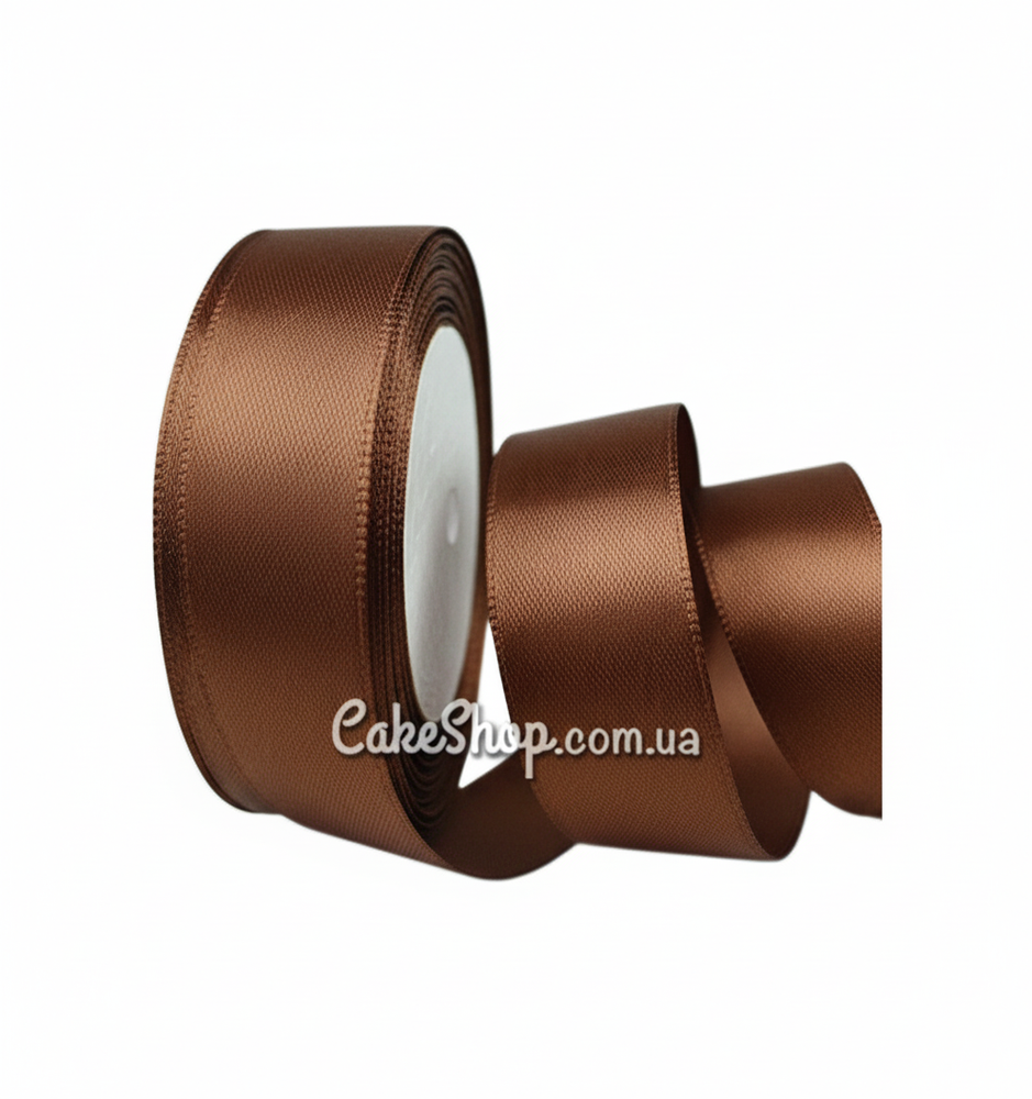 Стрічка атласна Коричнева 25 мм - фото
