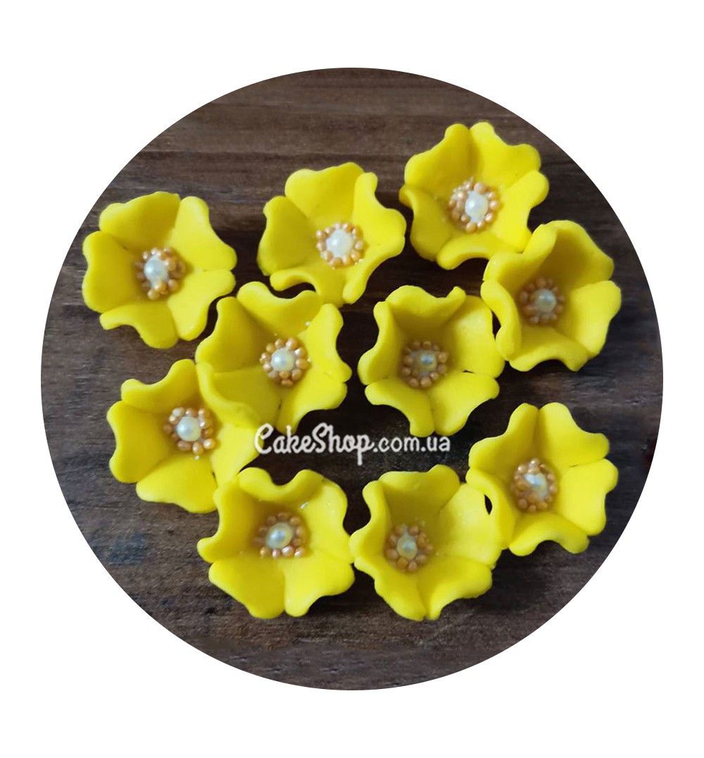 ⋗ Цукрові квіти Мальва жовта (10 штук) купити в Україні ➛ CakeShop.com.ua, фото