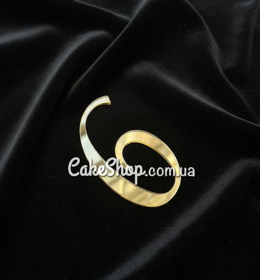 ⋗ Акриловый топпер DZ боковой цифра 6, золото купить в Украине ➛ CakeShop.com.ua, фото