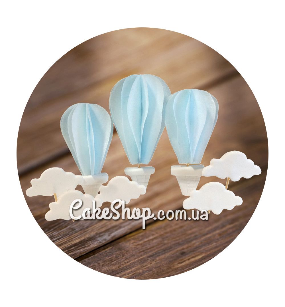 ⋗ Вафельный декор Воздушные шары с облачками Голубые ТМ Ириска купить в Украине ➛ CakeShop.com.ua, фото