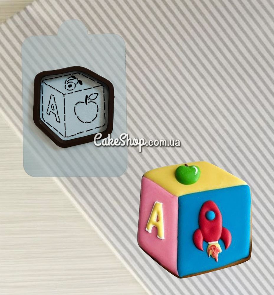 Вырубка пластиковая с трафаретом Игрушка кубик - фото