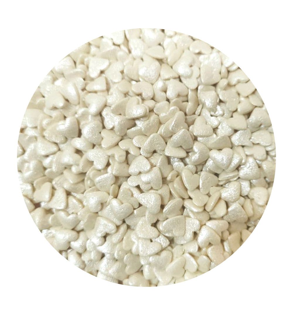 ⋗ Посипка цукрова Сердця білі перламутрові 50г купити в Україні ➛ CakeShop.com.ua, фото