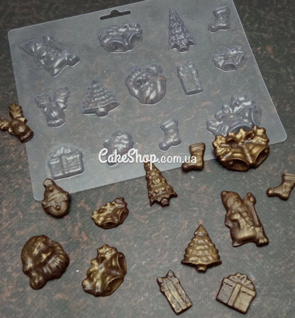 ⋗ Пластикова форма для шоколаду Новорічне асорті купити в Україні ➛ CakeShop.com.ua, фото