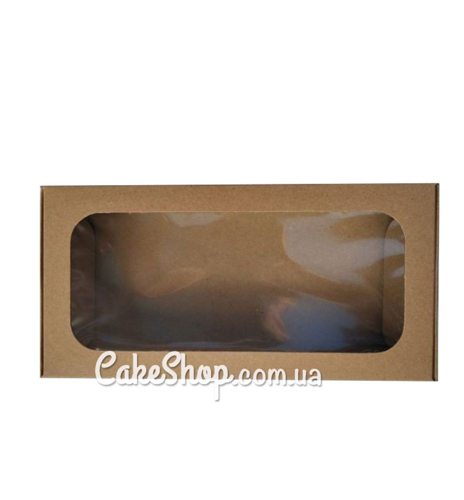 Коробка на 12 макаронс с прозрачным окном Крафт, 20х10х5 см - фото