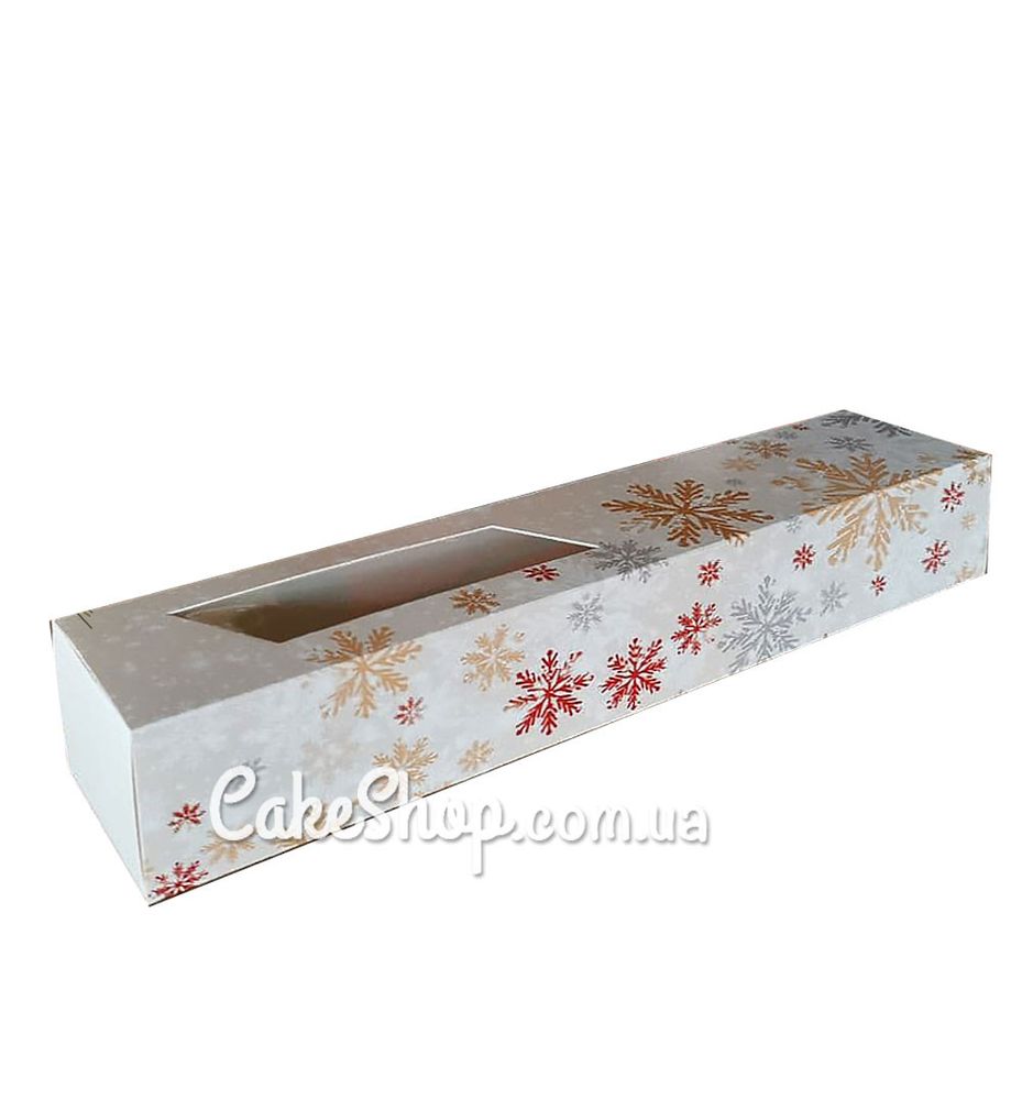 Коробка на 10 макаронс Снежинка, 30х6х5 см - фото