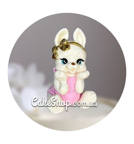 ⋗ Шоколадна фігурка Зайча мрійливе Біло-рожеве ТМ ДімК купити в Україні ➛ CakeShop.com.ua, фото
