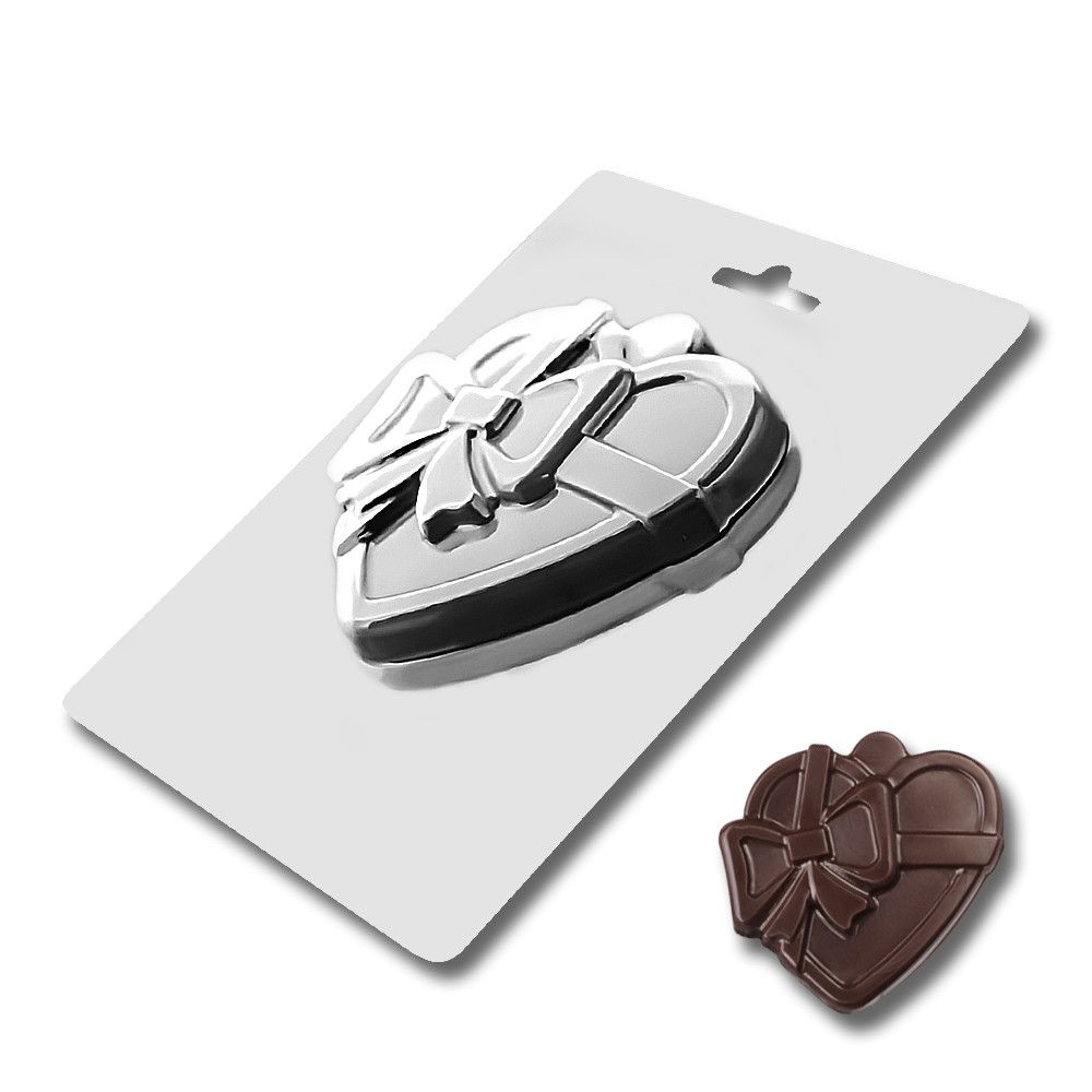 ⋗ Пластиковая форма для шоколада Сердце с бантом купить в Украине ➛ CakeShop.com.ua, фото