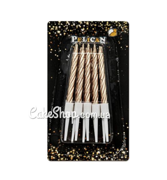 ⋗ Свічки тортові Спіраль золото, 8 см купити в Україні ➛ CakeShop.com.ua, фото