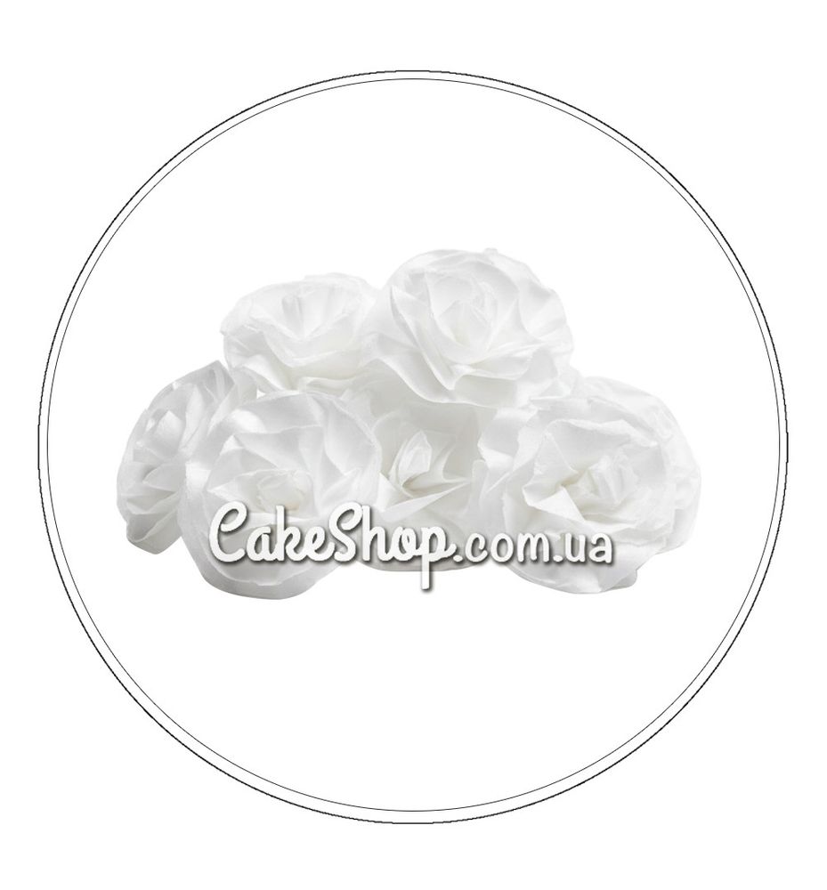 Вафельна квітка Троянда чайна біла 7 шт, DR - фото