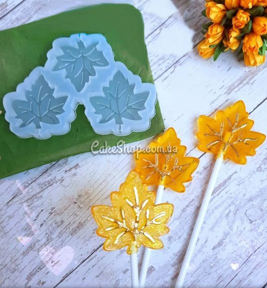 ⋗ Силіконовий молд CF для льодяників Лист клену 4 см (3 шт) купити в Україні ➛ CakeShop.com.ua, фото