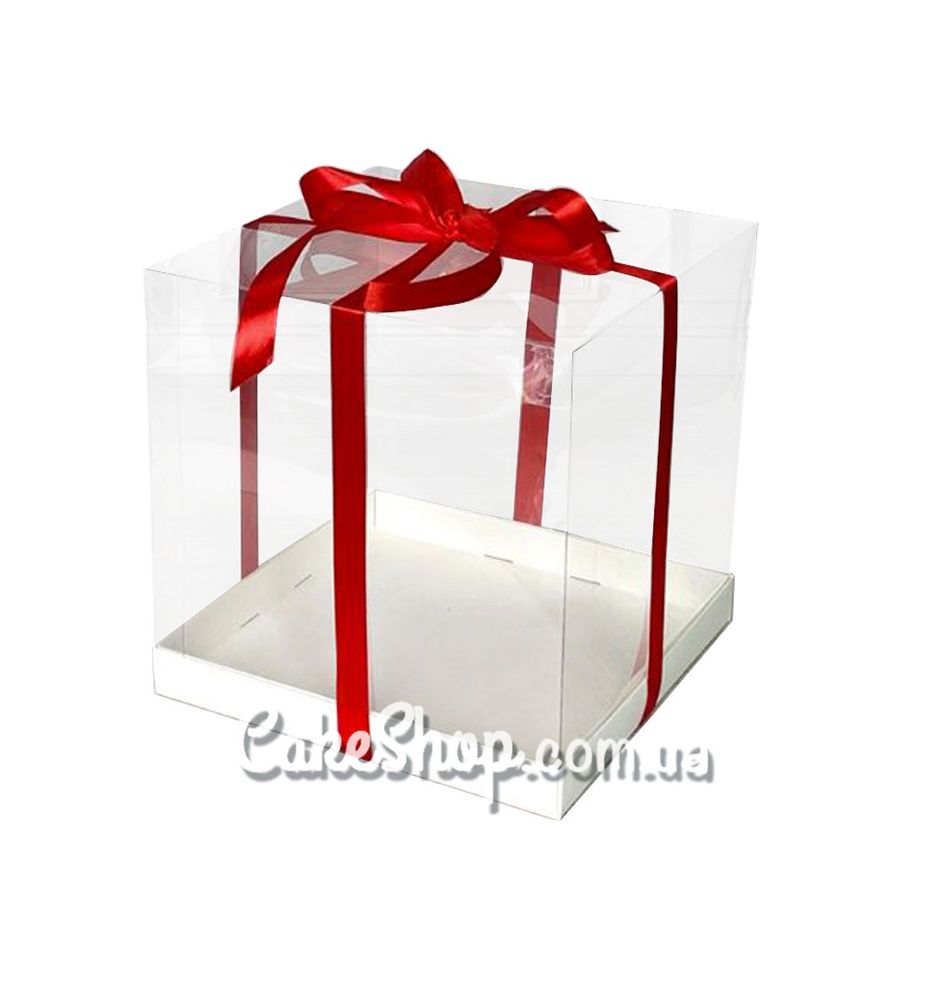 Коробка для торта, квітів, іграшок Тубус з прозорою кришкою 25х25х25 см - фото