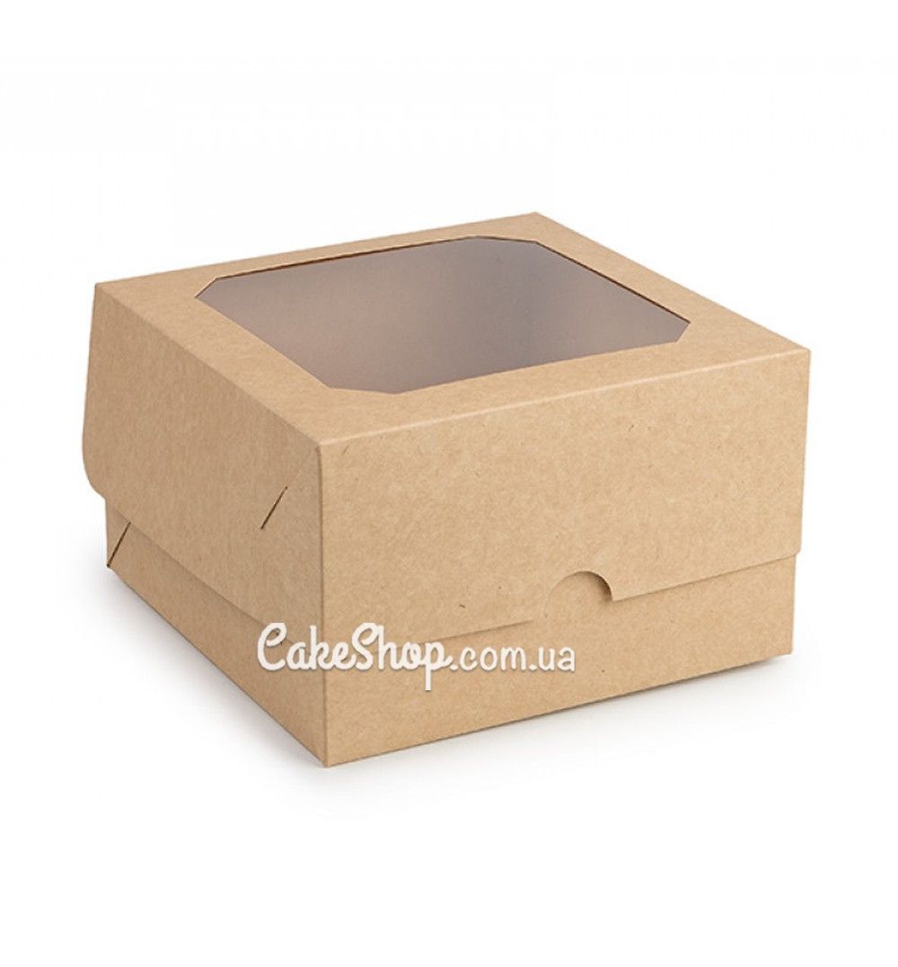 ⋗ Коробка для подарков, бенто-торта Крафт с окном, 17х17х10,5 см купить в Украине ➛ CakeShop.com.ua, фото
