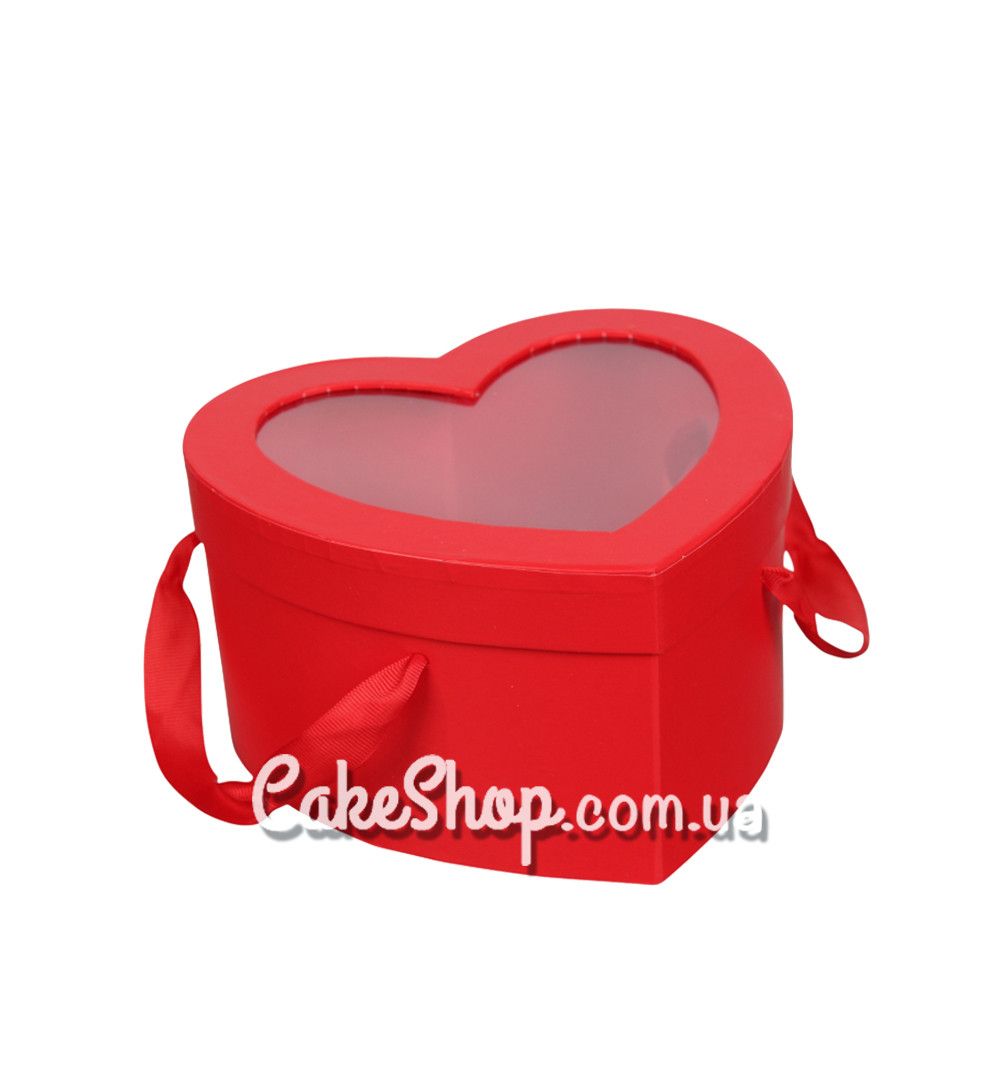 ⋗ Коробка Серце з ручками, 26,4х25,4х12 см Червона купити в Україні ➛ CakeShop.com.ua, фото