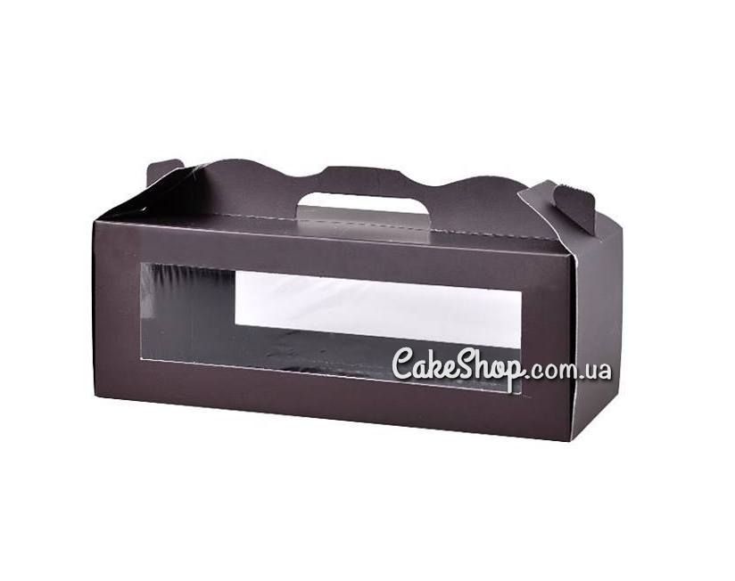 ⋗ Коробка для десертов с прозрачным окном Черная, 30х15х11 см купить в Украине ➛ CakeShop.com.ua, фото