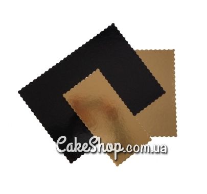 ⋗ Підложка під торт прямокутна фігурна золота/чорна 30х40, h-3 мм купити в Україні ➛ CakeShop.com.ua, фото