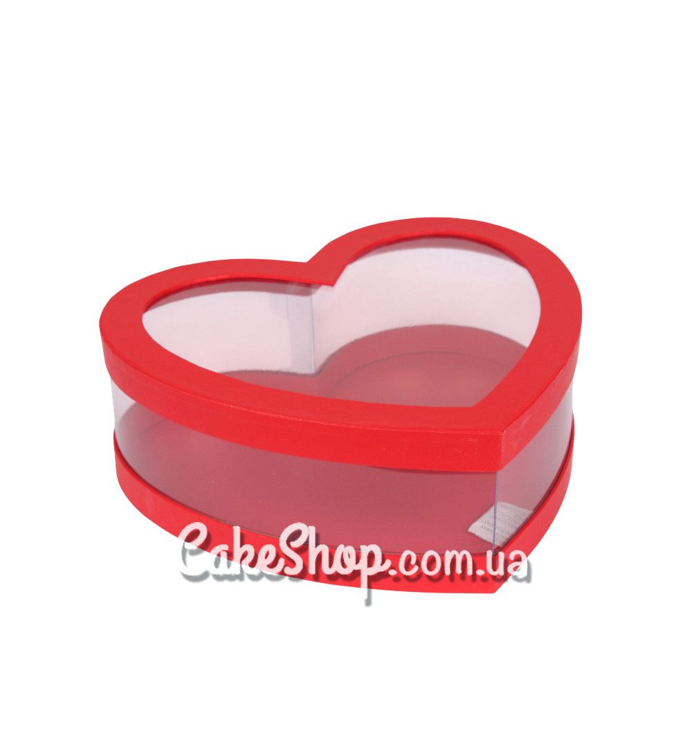 ⋗ Коробка Сердце с окном, 28х25, 2х10, 1 см Красная купить в Украине ➛ CakeShop.com.ua, фото
