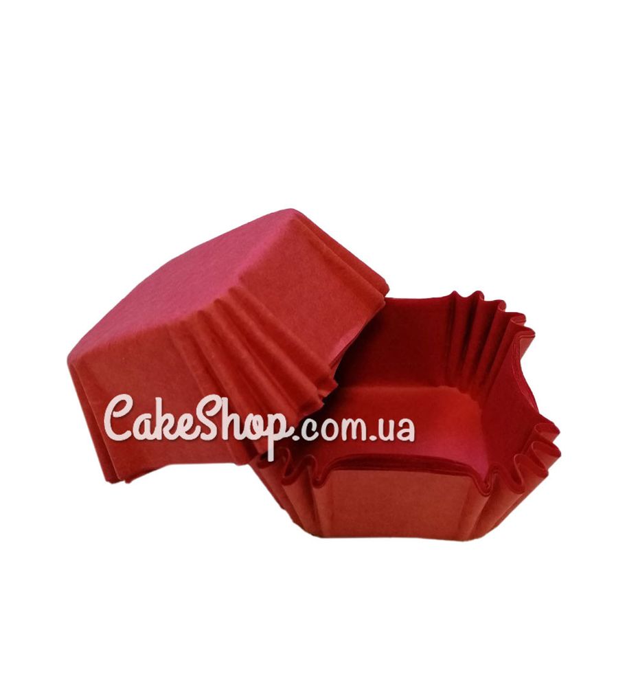 Бумажные формы для конфет и десертов 4х4 см, красные 50 шт. - фото