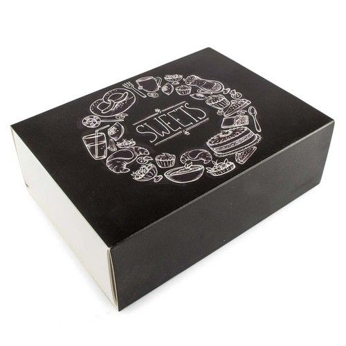 ⋗ Коробка на 12  макаронс, эклер и товаров Hand Made Черная, 11,5х15,5х5 см купить в Украине ➛ CakeShop.com.ua, фото