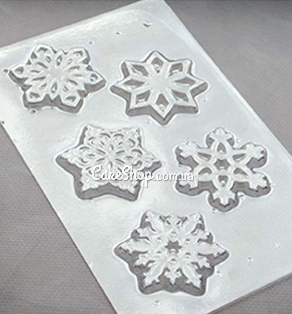 ⋗ Пластиковая форма для шоколада Снежинки 8, микс №1 купить в Украине ➛ CakeShop.com.ua, фото