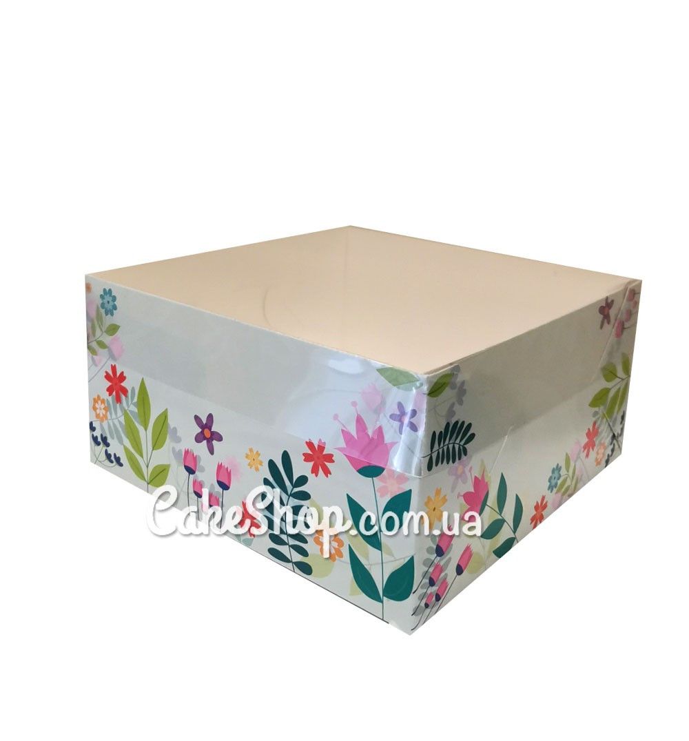 ⋗ Коробка на 4 кекси з прозорою кришкою Подих весни, 16х16х8 см купити в Україні ➛ CakeShop.com.ua, фото