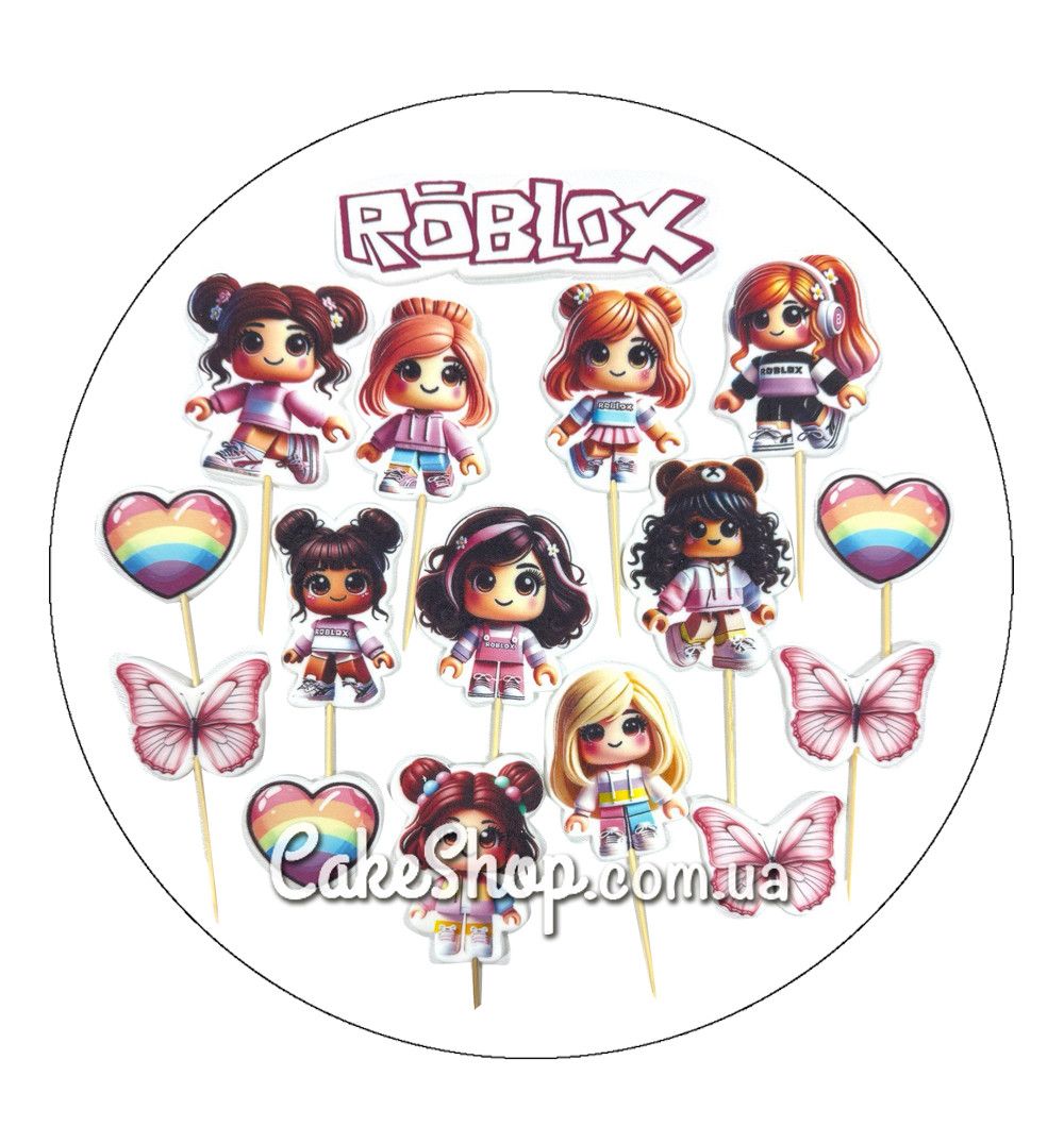 ⋗ Цукрові фігурки топери MAXI Роблокс для дівчаток №2 ТМ ДімК купити в Україні ➛ CakeShop.com.ua, фото