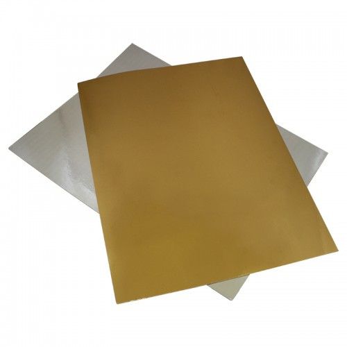 Подложка под торт прямоугольная 20х30 см Золото-Серебро - фото