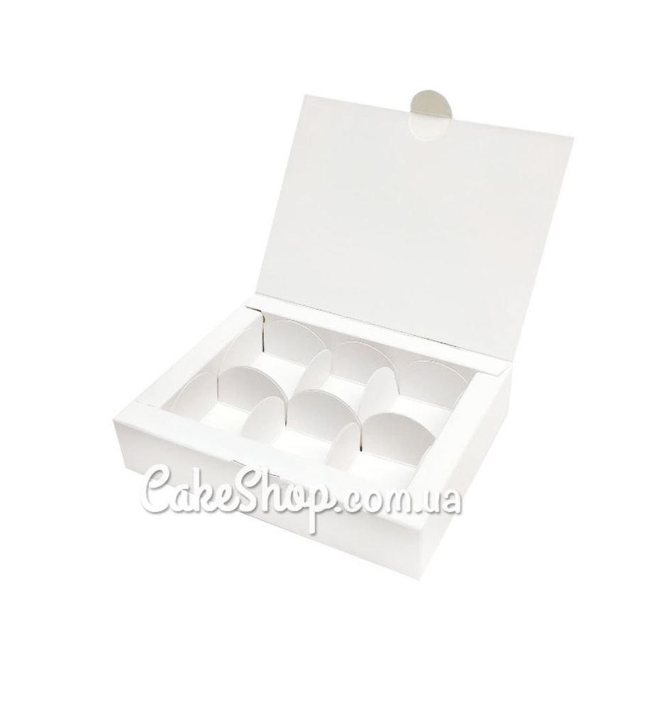 Коробка на 6 цукерок без вікна Біла, 11х14,5х3 - фото