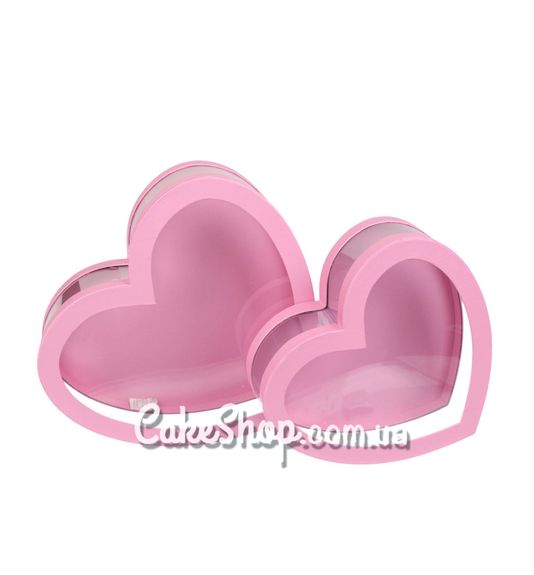 ⋗ Коробка  Серце рожева з вікном, 28х25,2х10,1 см купити в Україні ➛ CakeShop.com.ua, фото
