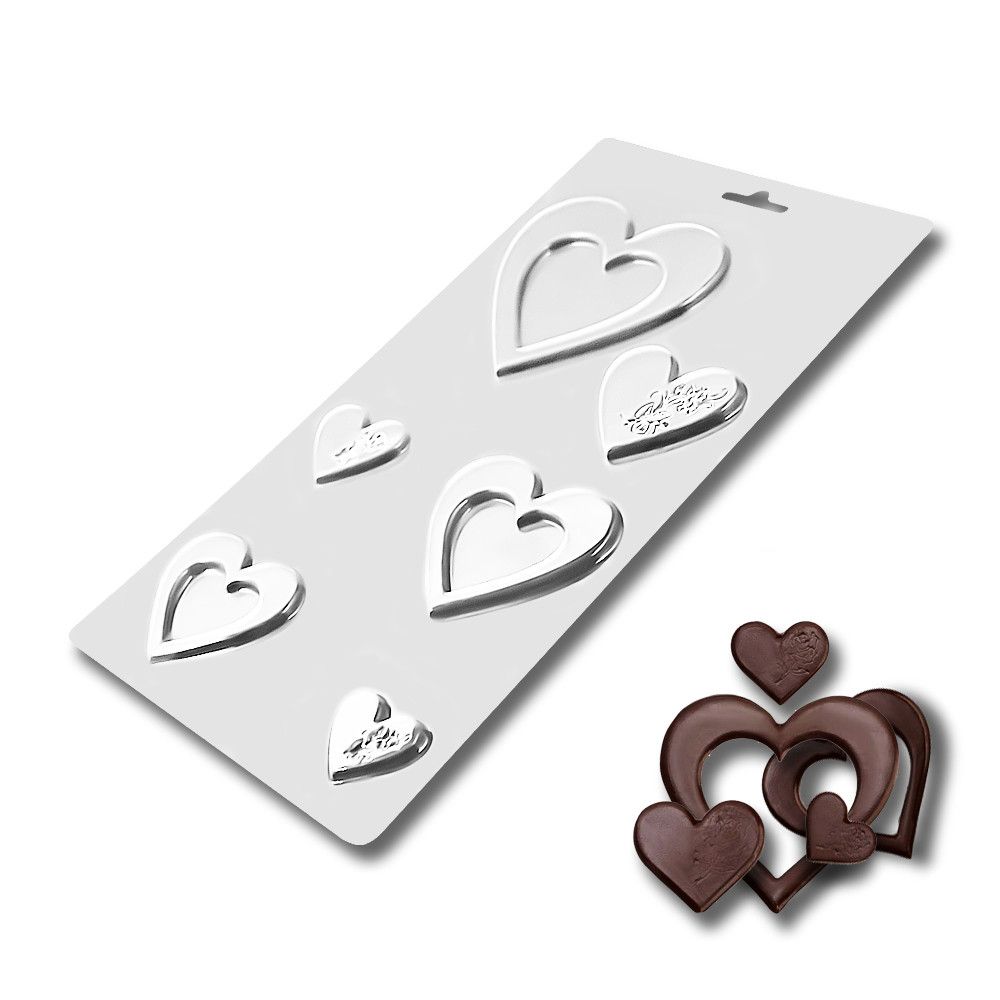 ⋗ Пластиковая форма для шоколада Сердца на торт купить в Украине ➛ CakeShop.com.ua, фото