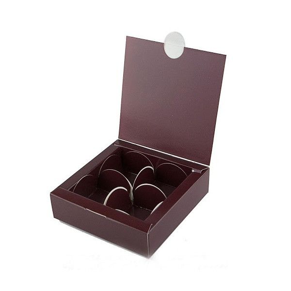 Коробка на 4 конфеты Коричневая, 11х11х3 см - фото