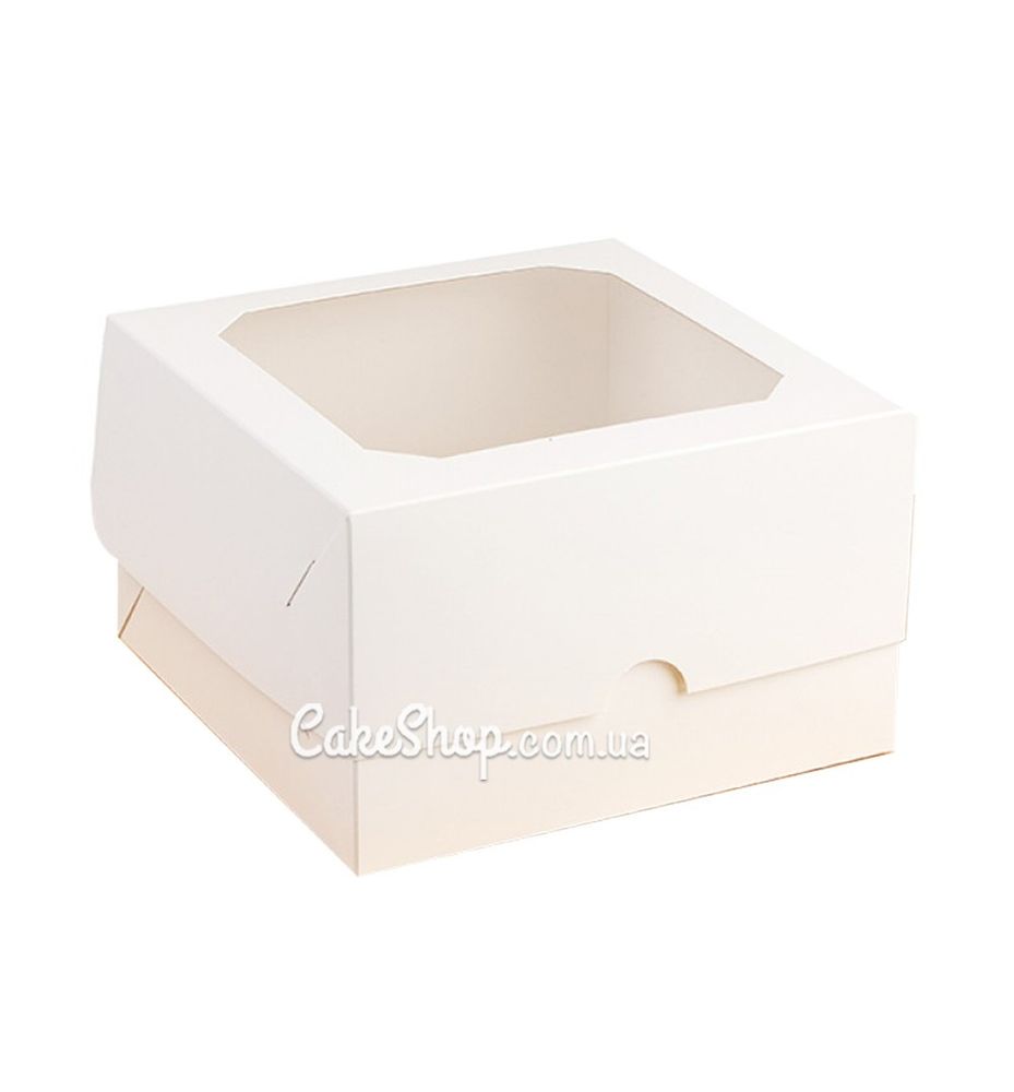 Коробка для подарунків, бенто-торта Біла з вікном, 17х17х10,5 см - фото
