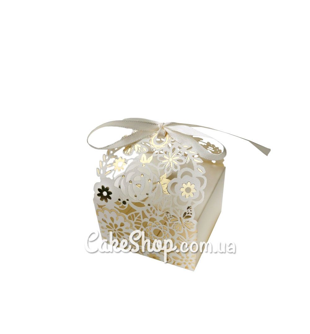 ⋗ Коробка бонбоньерка ажурная Молочная, 7х7х4 см купить в Украине ➛ CakeShop.com.ua, фото