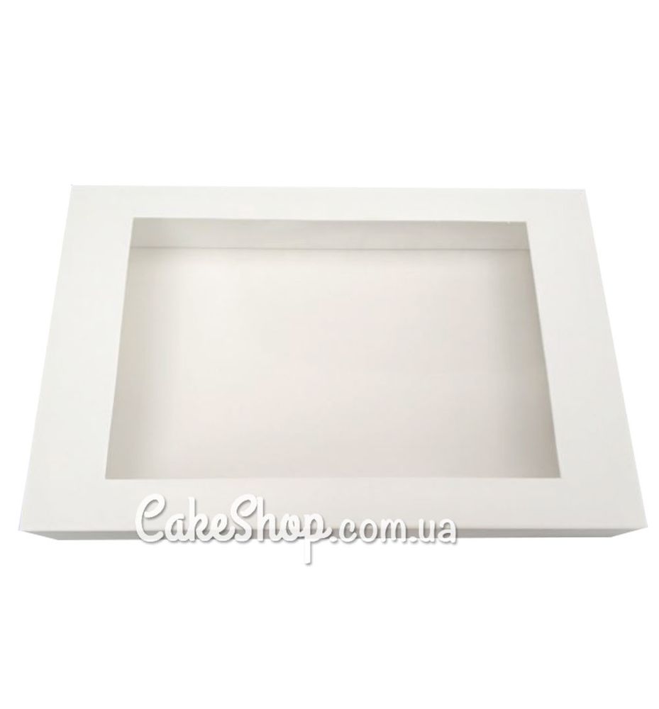 Коробка для еклерів з вікном Біла, 24х15х4,2 см - фото