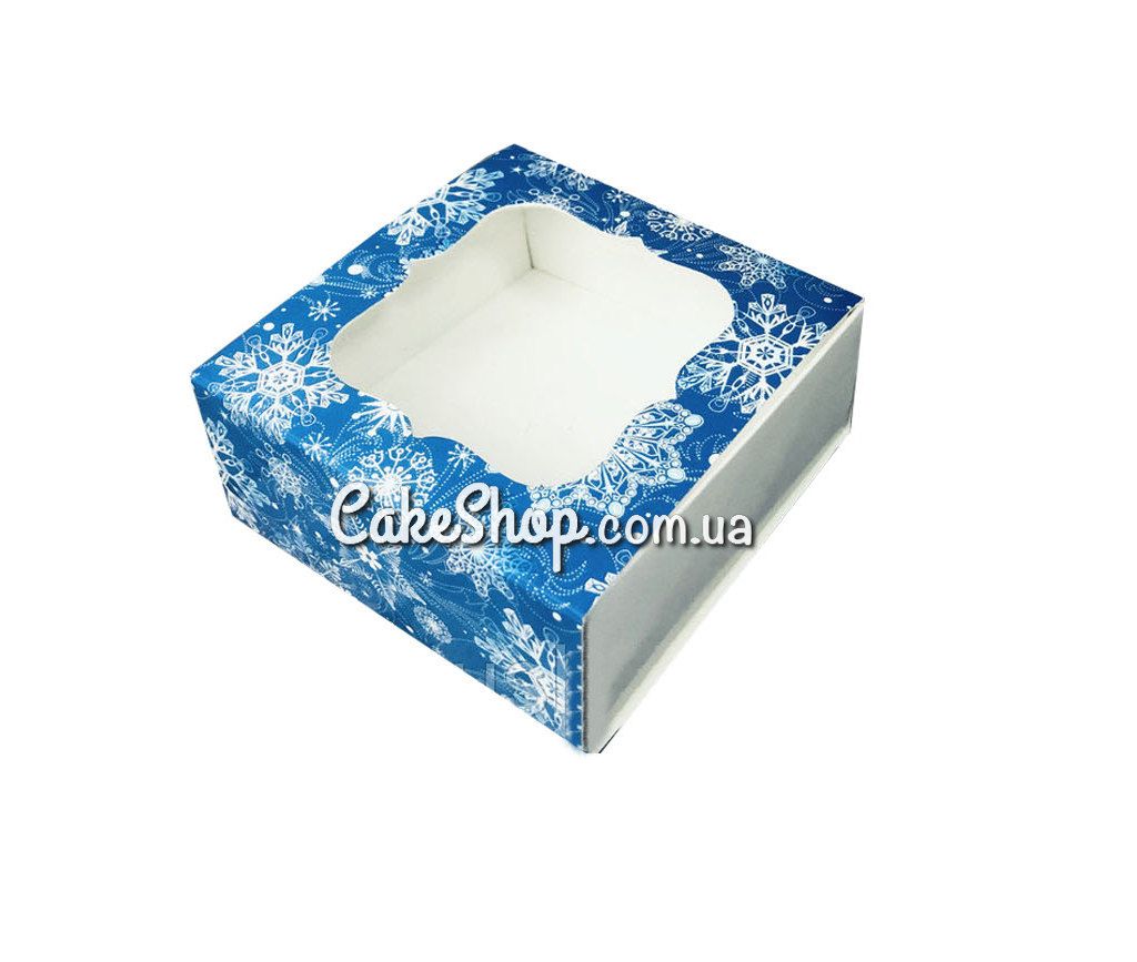 ⋗ Коробка для конфет, изделий Hand Made, мыла ручной работы Снежинка синяя, 8х8х3,5 см купить в Украине ➛ CakeShop.com.ua, фото