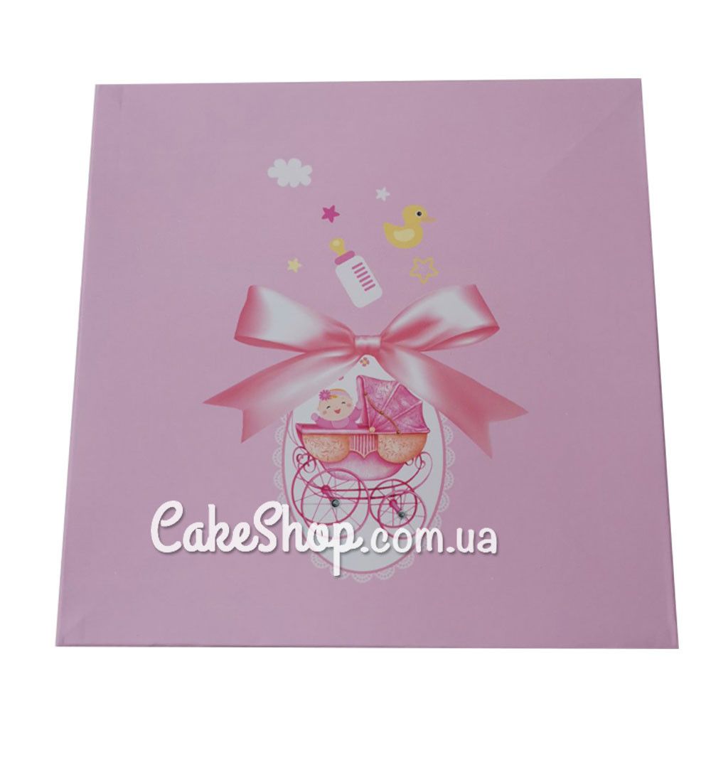 ⋗ Коробка подарочная Коляска розовая, 30х30х30 см купить в Украине ➛ CakeShop.com.ua, фото