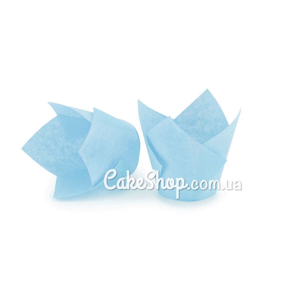 Форма паперова для кексів Тюльпан ніжно блакитна, 10 шт - фото