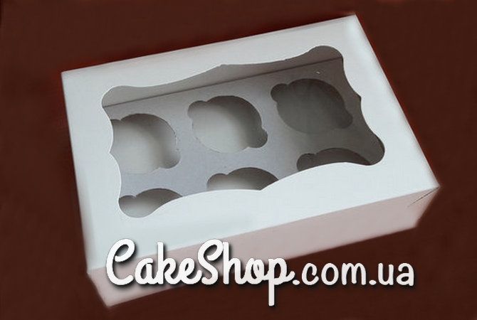 ⋗ Коробка для 6-ти кексов 25*17*8 с окошком купить в Украине ➛ CakeShop.com.ua, фото