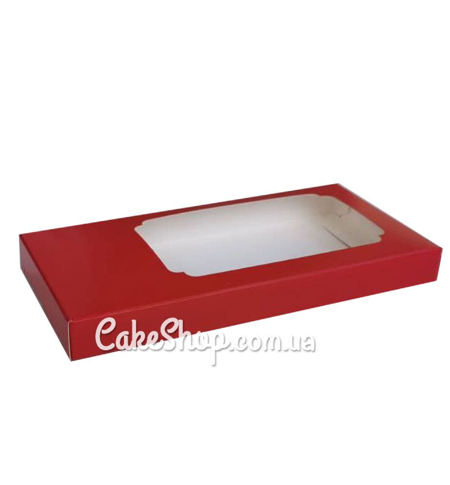 Коробка для шоколада с окошком Красная, 16х8х1,7 см - фото
