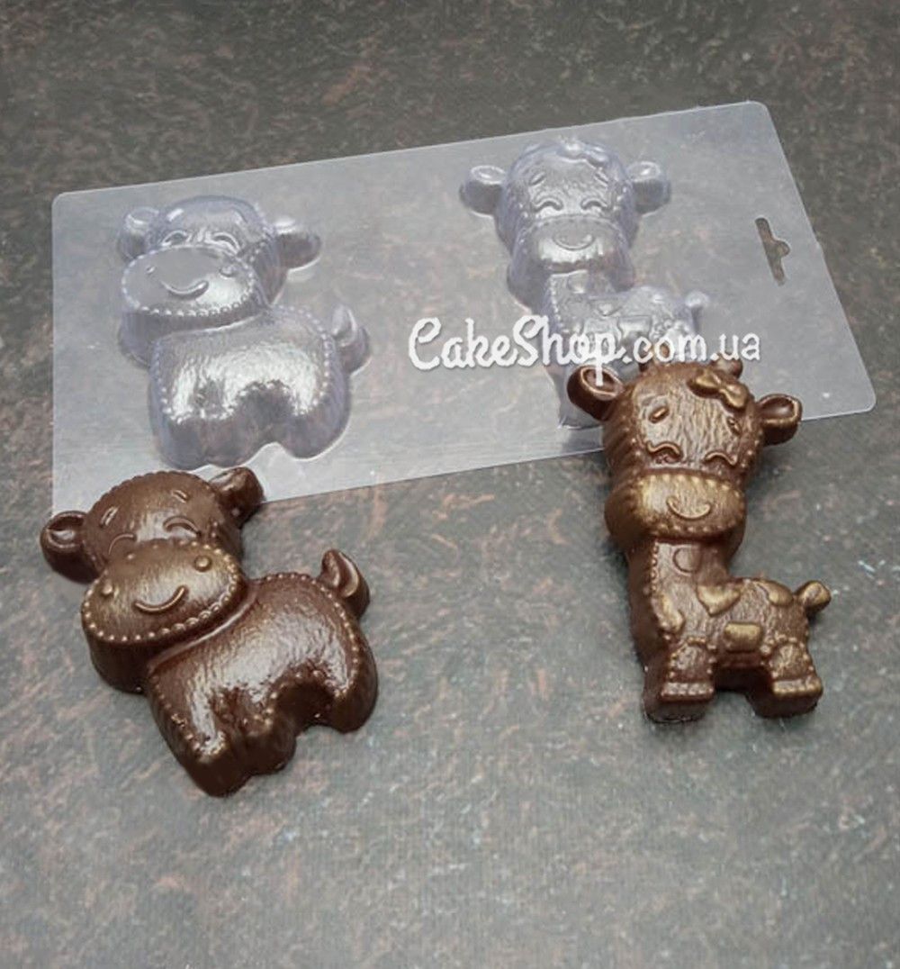 ⋗ Пластикова форма для шоколаду Бичок і жирафик купити в Україні ➛ CakeShop.com.ua, фото
