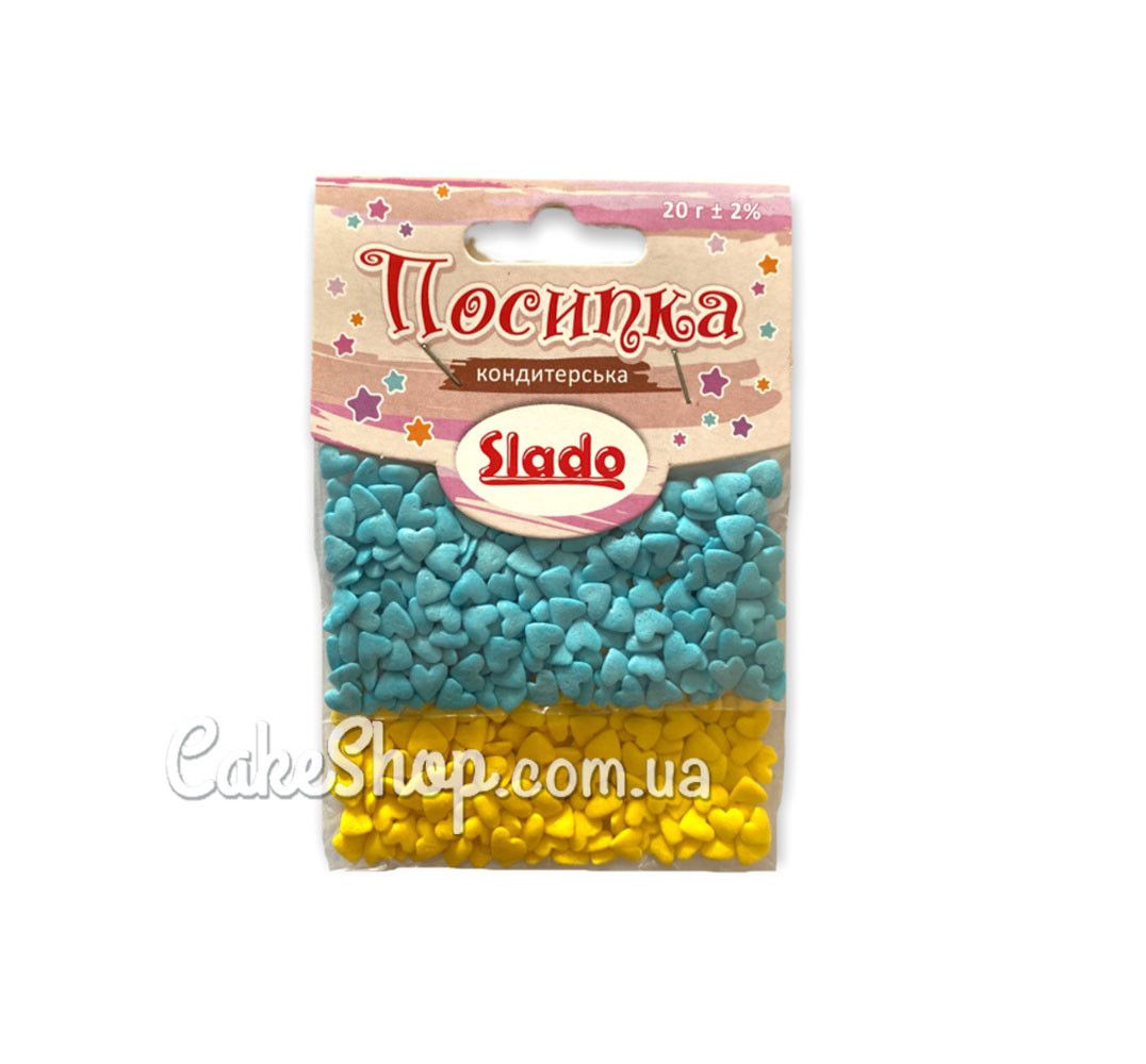 ⋗ Посыпка в стиках ТМ Сладо патриотическая #16 сердечки, 20 г купить в Украине ➛ CakeShop.com.ua, фото